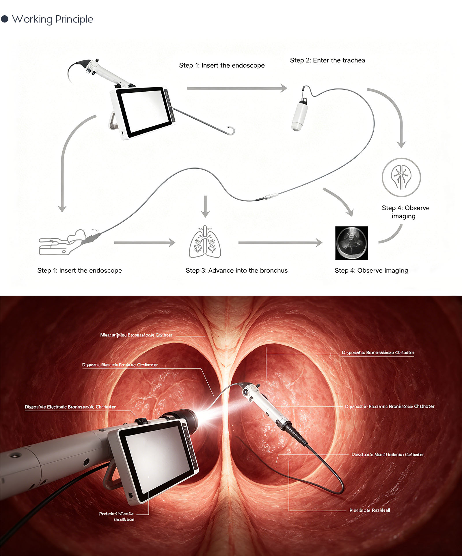 Workflow flowchart for disposable electronic bronchoscopic catheter clinical operation