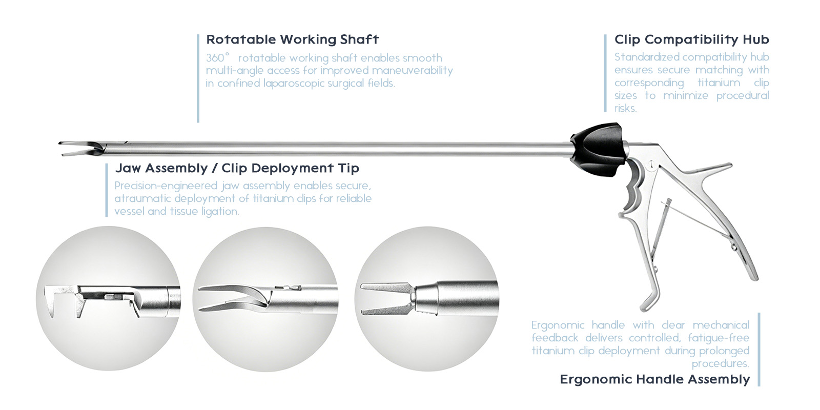 Titanium Clip Applicator and titanium Clips 10mm