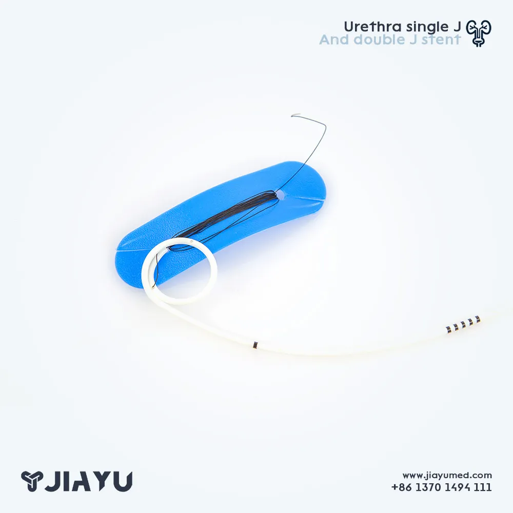 Close-up view of Double J Ureteral Stent pigtail tip design
