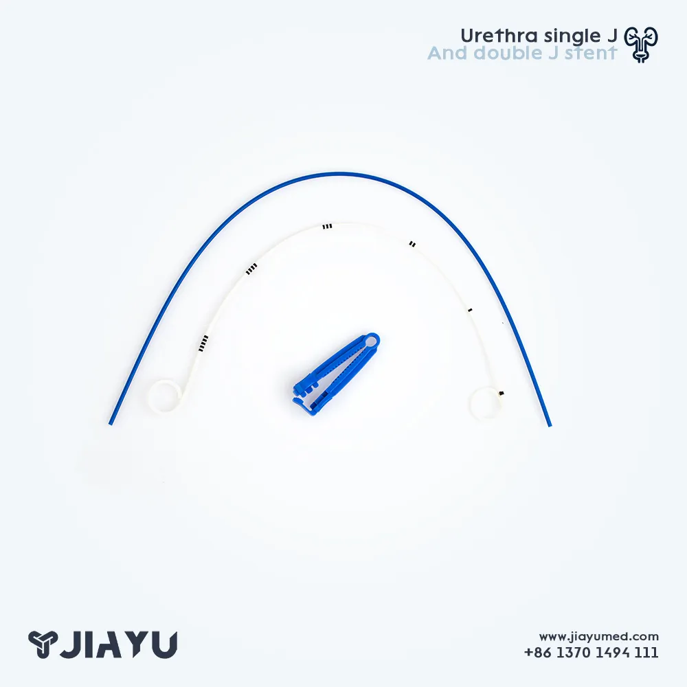 Double J Ureteral Stent Set with pigtail catheter and guidewire for urological procedures