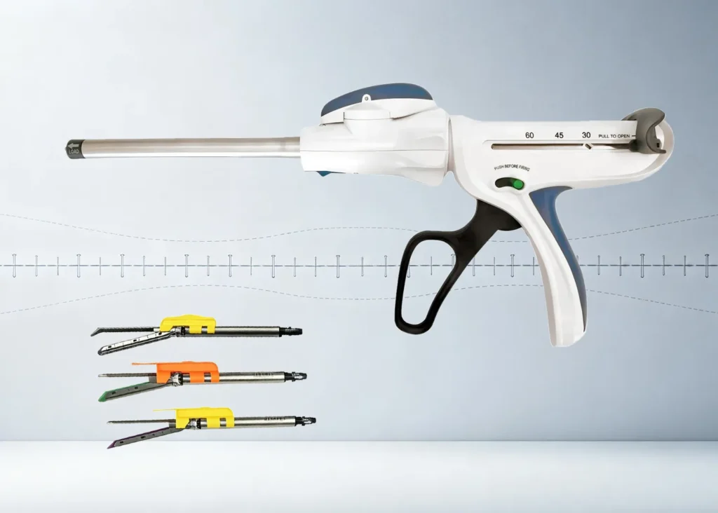 Open surgery tissue cutting and stapling systems for surgical procedures