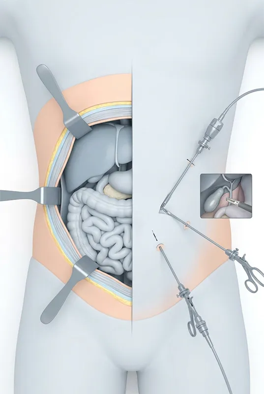 Open surgery procedure showing direct surgical access for complex medical operations